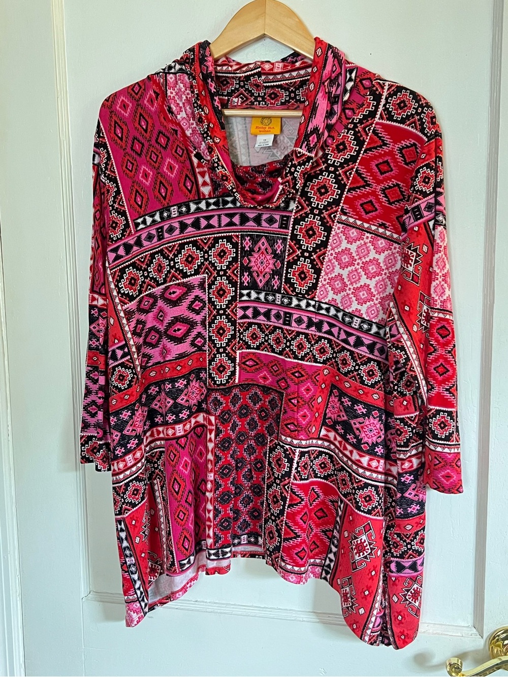 Ruby Rd. Red and Pink Cowl Neck Top
